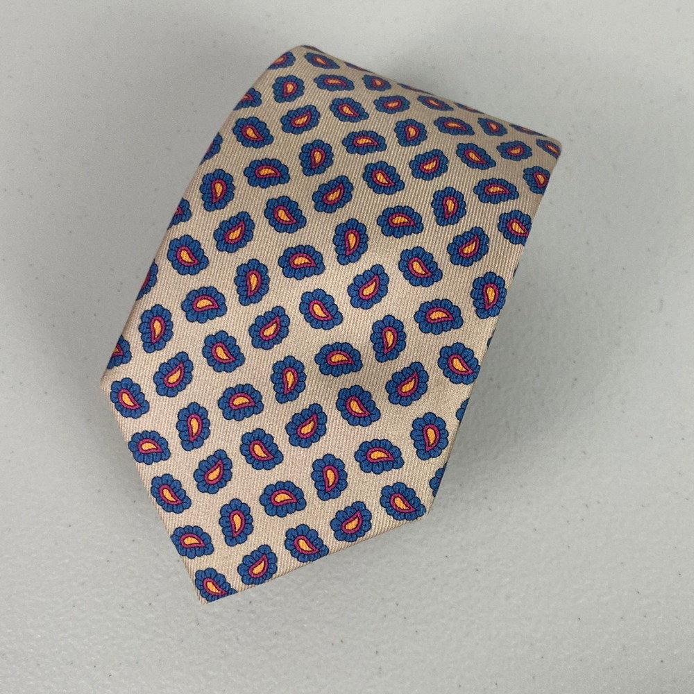 Charles Tyrwhitt Paisley Silk Necktie Mens One Size Tan Blue Red Jermyn St Tie